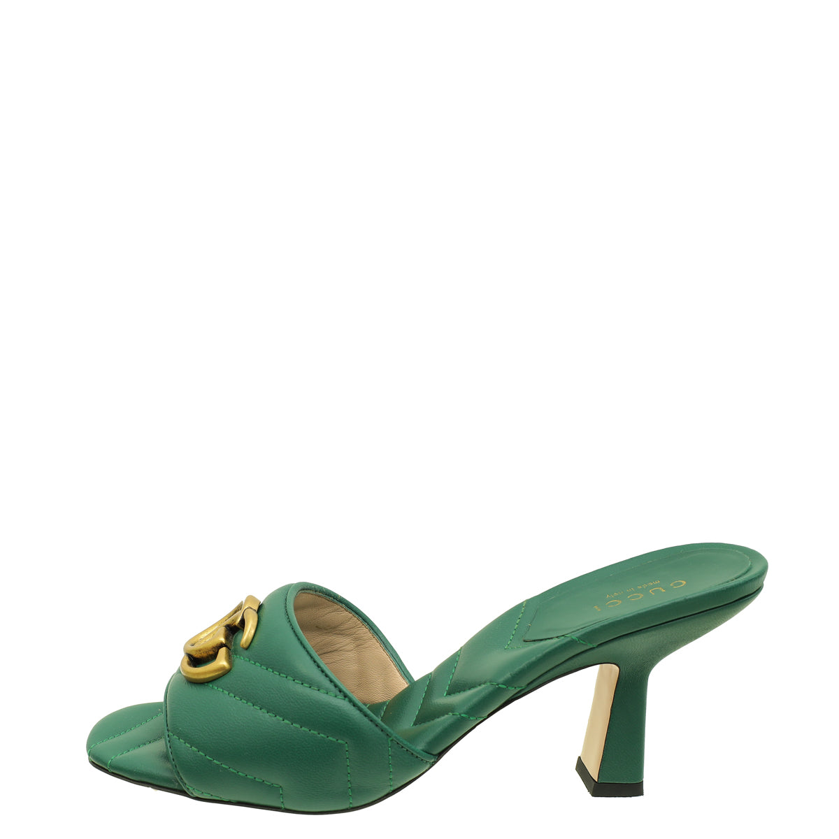 Gucci Green GG Marmont Heeled Mules 36