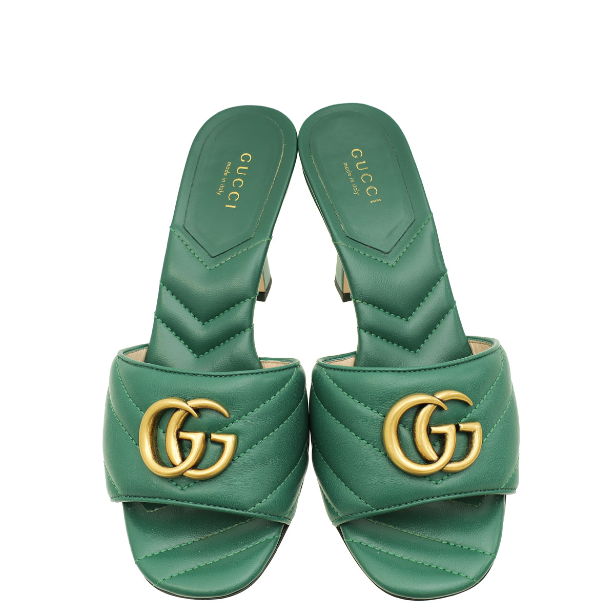 Gucci Green GG Marmont Heeled Mules 36