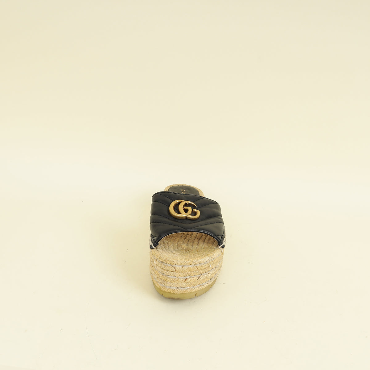 Gucci Black GG Marmont Espadrille Slide Sandals 37.5