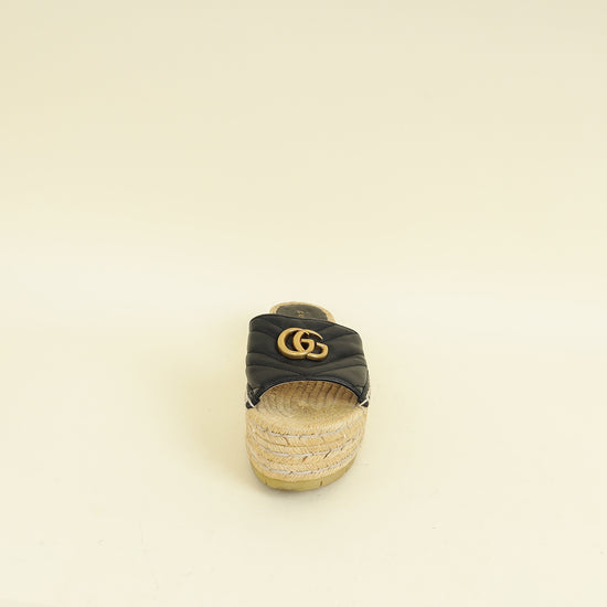 Gucci Black GG Marmont Espadrille Slide Sandals 37.5