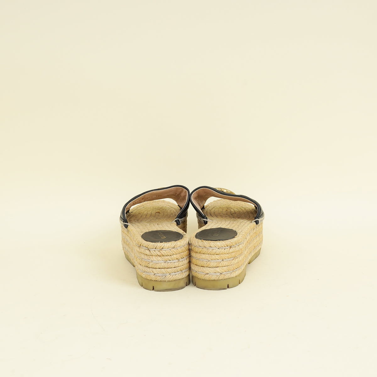 Gucci Black GG Marmont Espadrille Slide Sandals 37.5