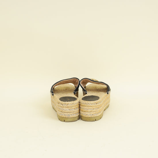 Gucci Black GG Marmont Espadrille Slide Sandals 37.5