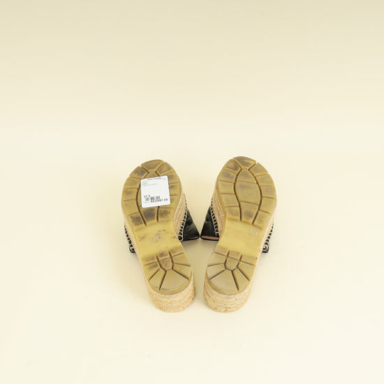 Gucci Black GG Marmont Espadrille Slide Sandals 37.5