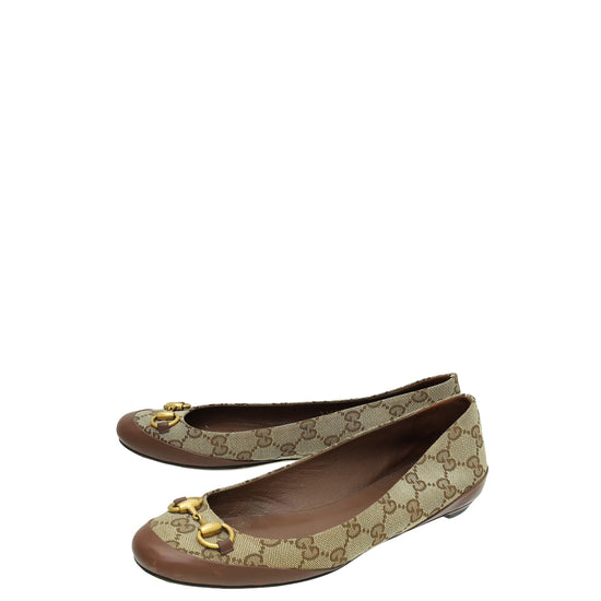 Gucci Biolor GG Horsebit Flat Ballerina 37.5