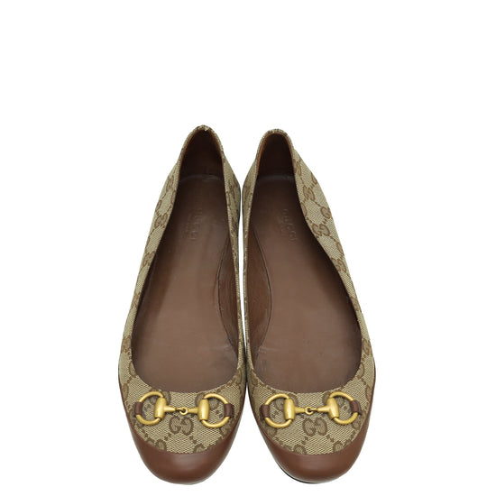 Gucci Biolor GG Horsebit Flat Ballerina 37.5