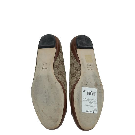 Gucci Biolor GG Horsebit Flat Ballerina 37.5