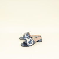 Gucci Stone Blue Harrods Exclusive Croco Embossed Maxime Crystal Slide Sandals 37