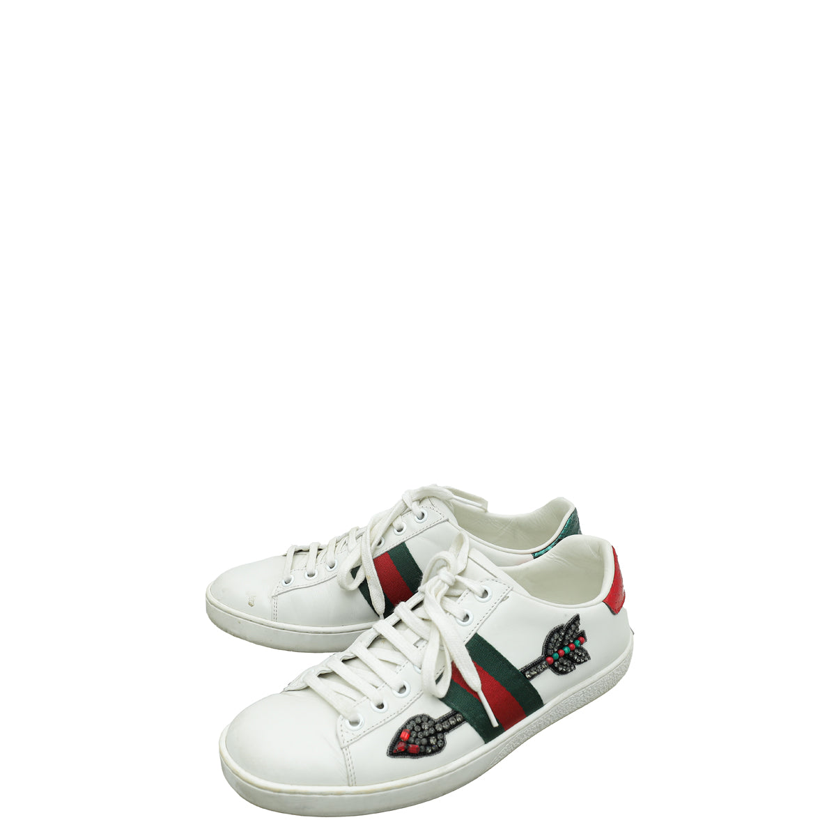 Gucci White Ace Embroidered Arrow Sneaker 37-Gucci-THE CLOSET
