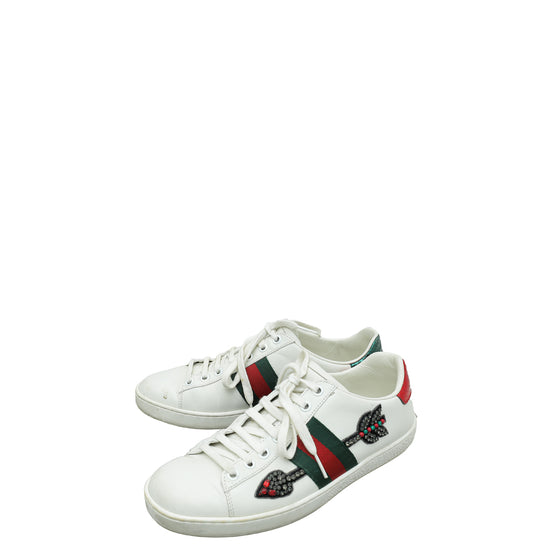 Gucci White Ace Embroidered Arrow Sneaker 37