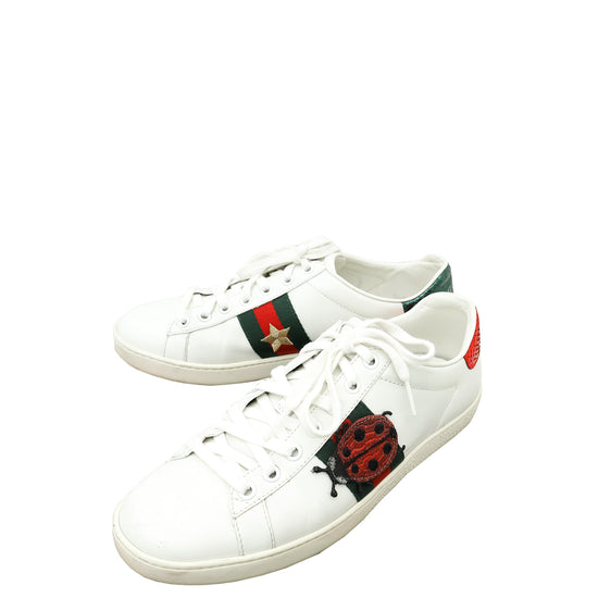 Gucci White Ace Pineapple x Ladybug Embroidered Sneakers 37