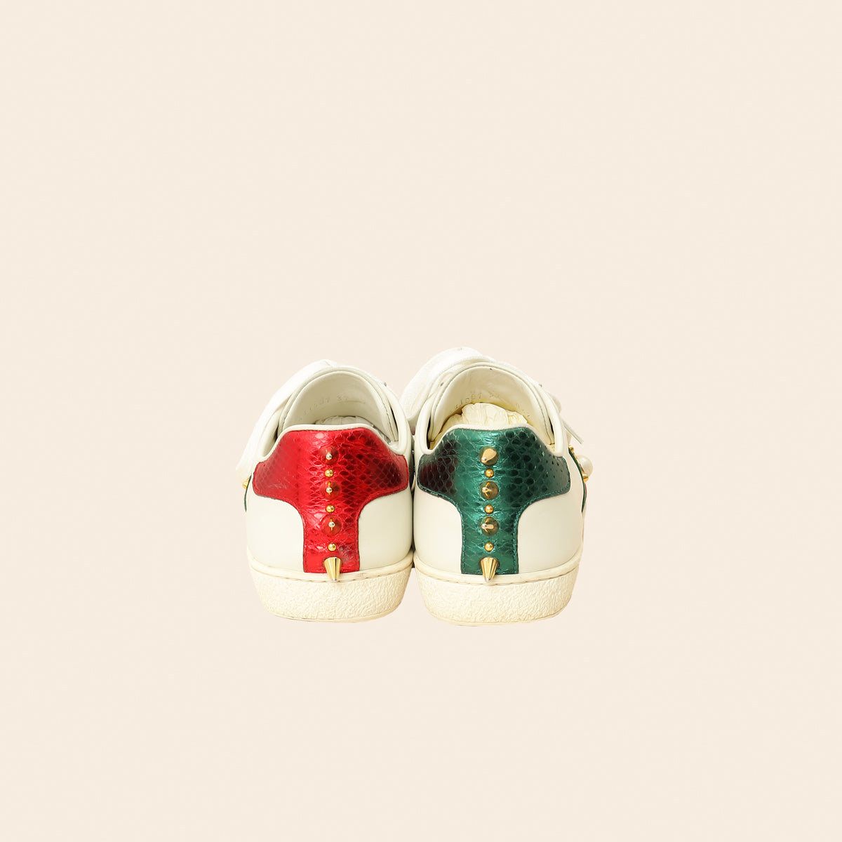 Gucci White Spiked Studded Ace Sneakers 37-Gucci-THE CLOSET