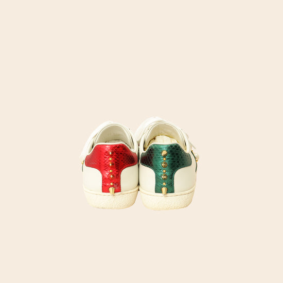 Gucci White Spiked Studded Ace Sneakers 37-Gucci-THE CLOSET