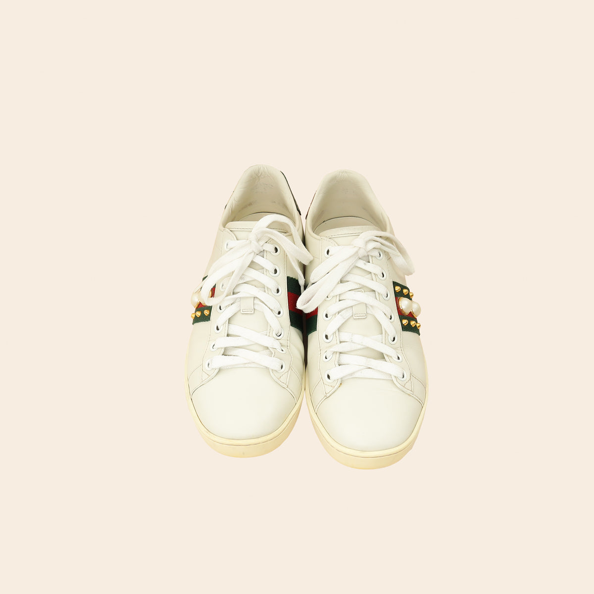 ゆゆ Gucci White Spiked Studded Ace Sneakers 37 – THE CLOSET