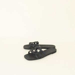 Gucci Black Interlocking G Slides 36