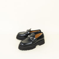Gucci Black Horsebit Platform Loafers 37