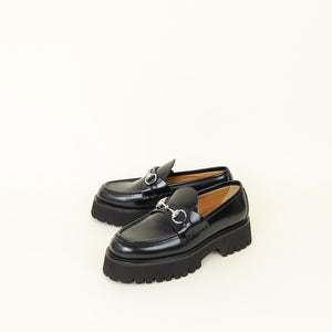 Gucci Black Horsebit Platform Loafers 37