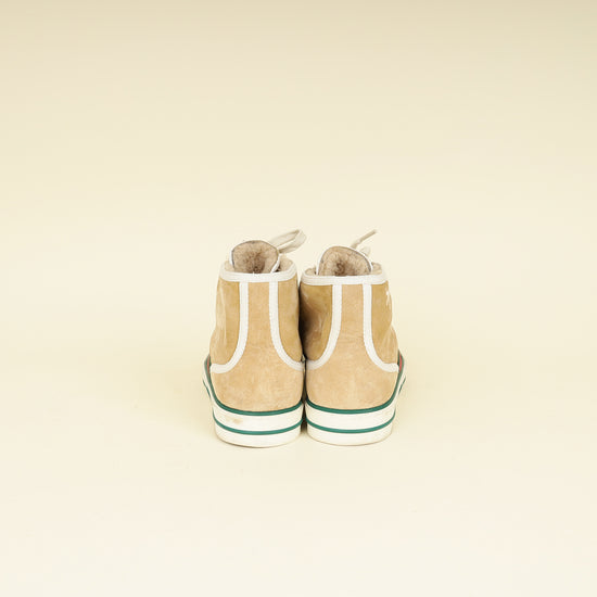 Gucci Beige Suede Tennis 1977 High Top Sneakers 37