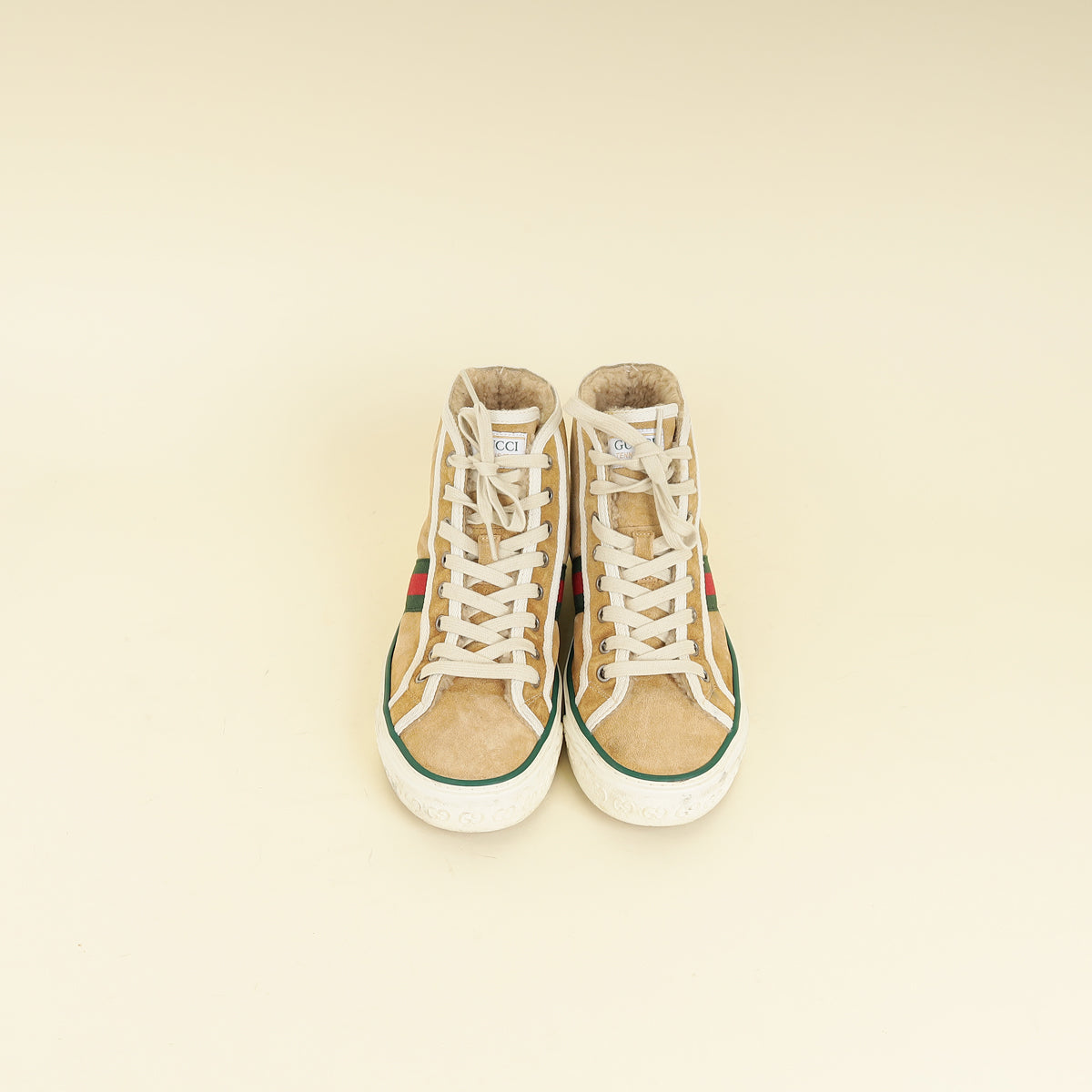 Gucci Beige Suede Tennis 1977 High Top Sneakers 37