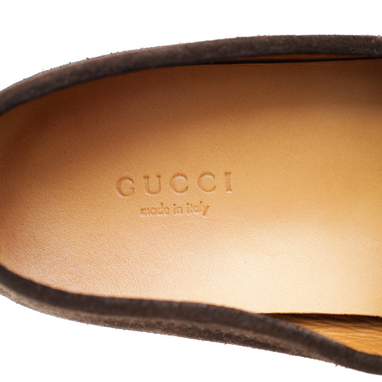 Gucci Brown Suede GG Loafers 37