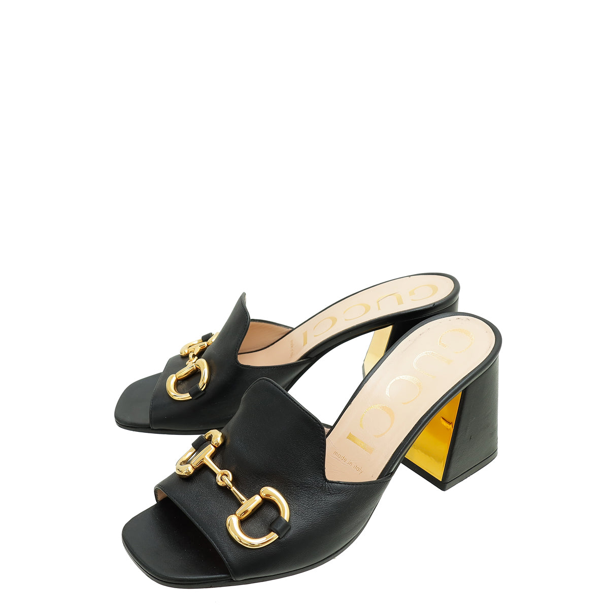 Gucci Black Horsebit Slide Block Heeled Sandals 38.5 – THE CLOSET