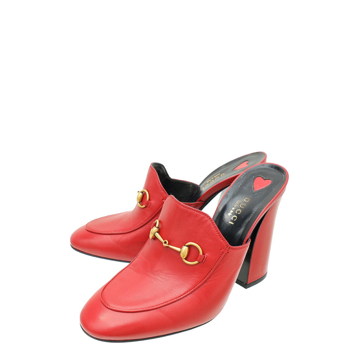 Gucci Red Julie Princetown Block Heeled Mules 38.5