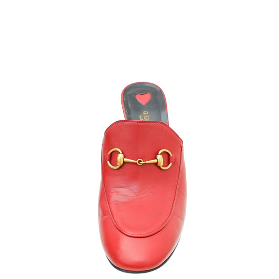 Gucci Red Julie Princetown Block Heeled Mules 38.5