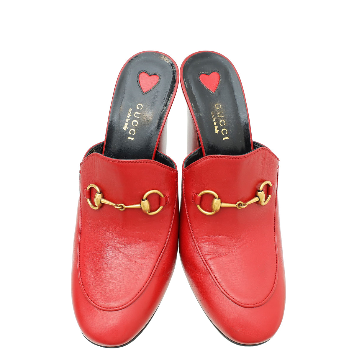 Gucci Red Julie Princetown Block Heeled Mules 38.5