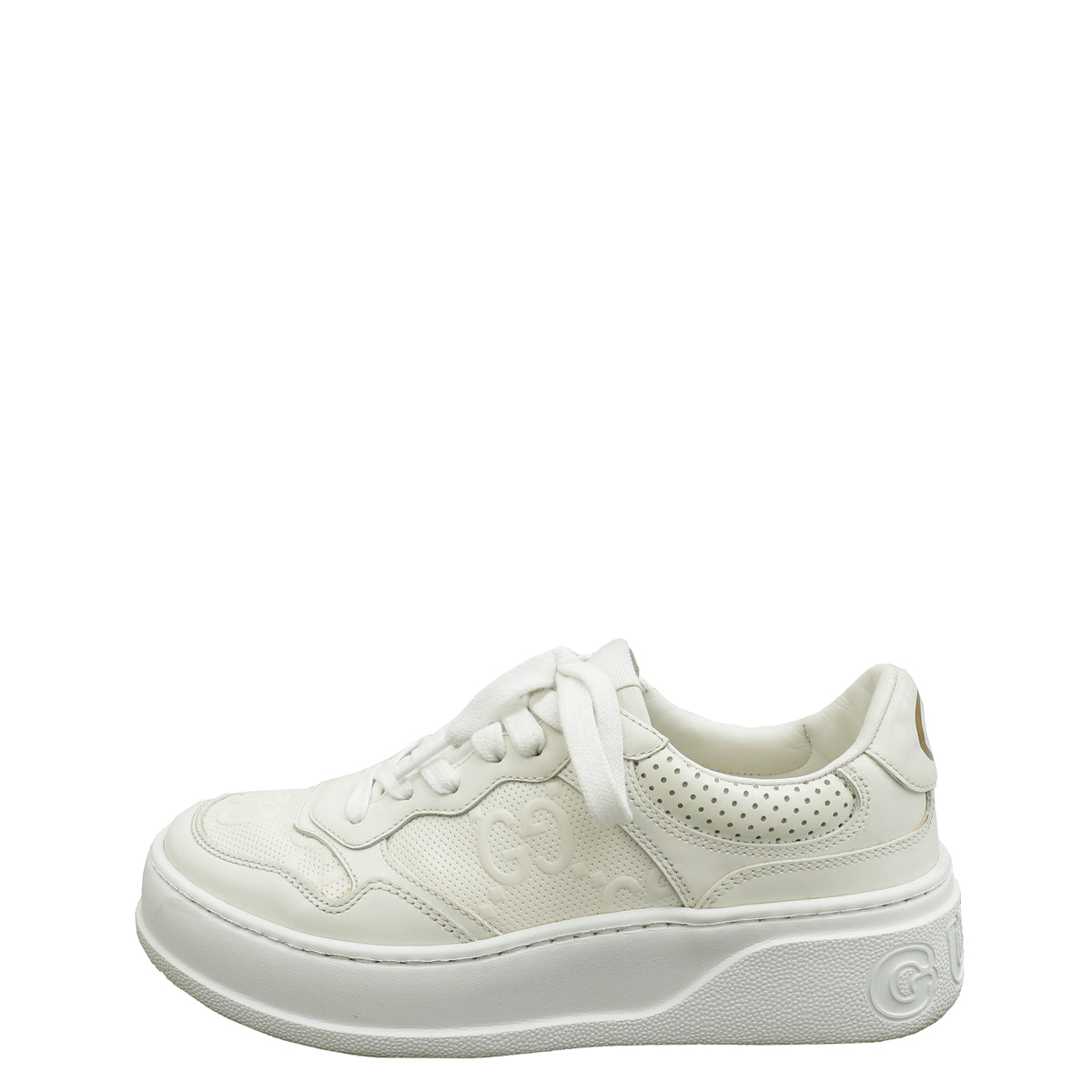 Gucci White GG Embossed Trainers 38.5