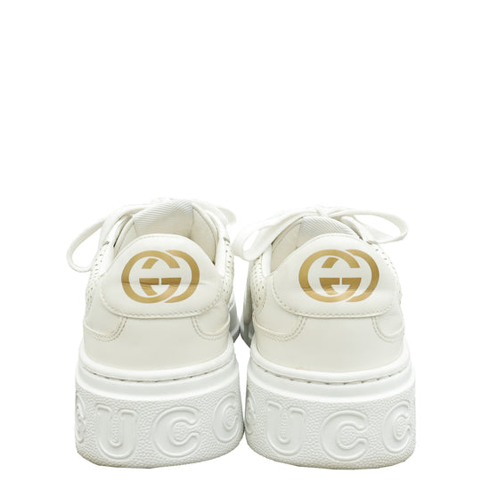 Gucci White GG Embossed Trainers 38.5