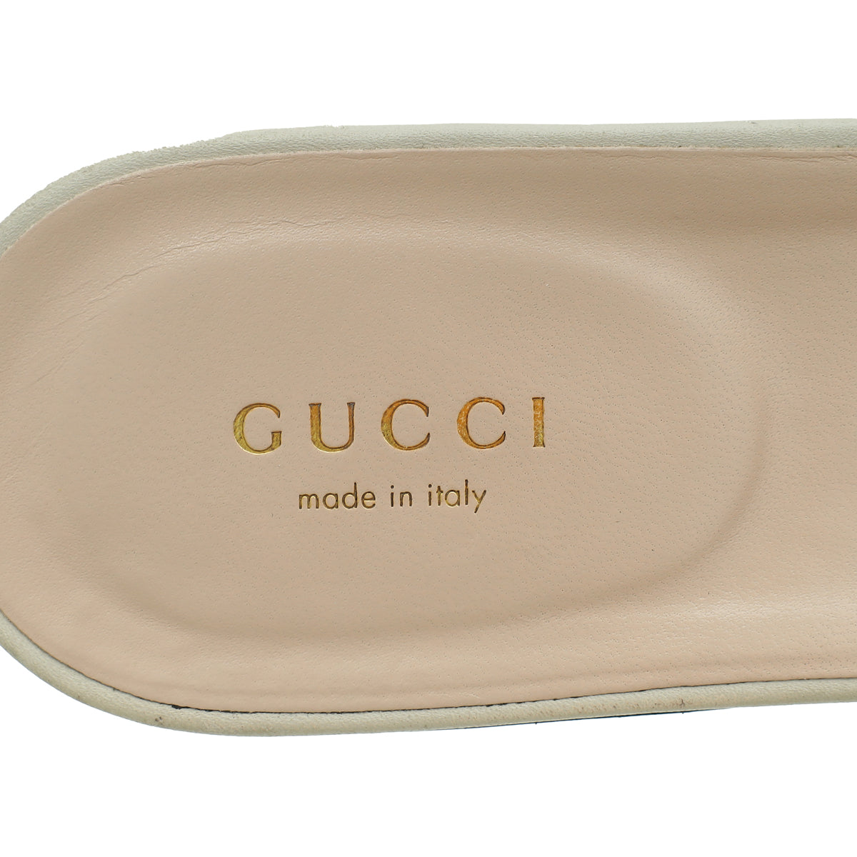 Gucci Ivory GG Cut Out Flat Slide Sandal 38.5