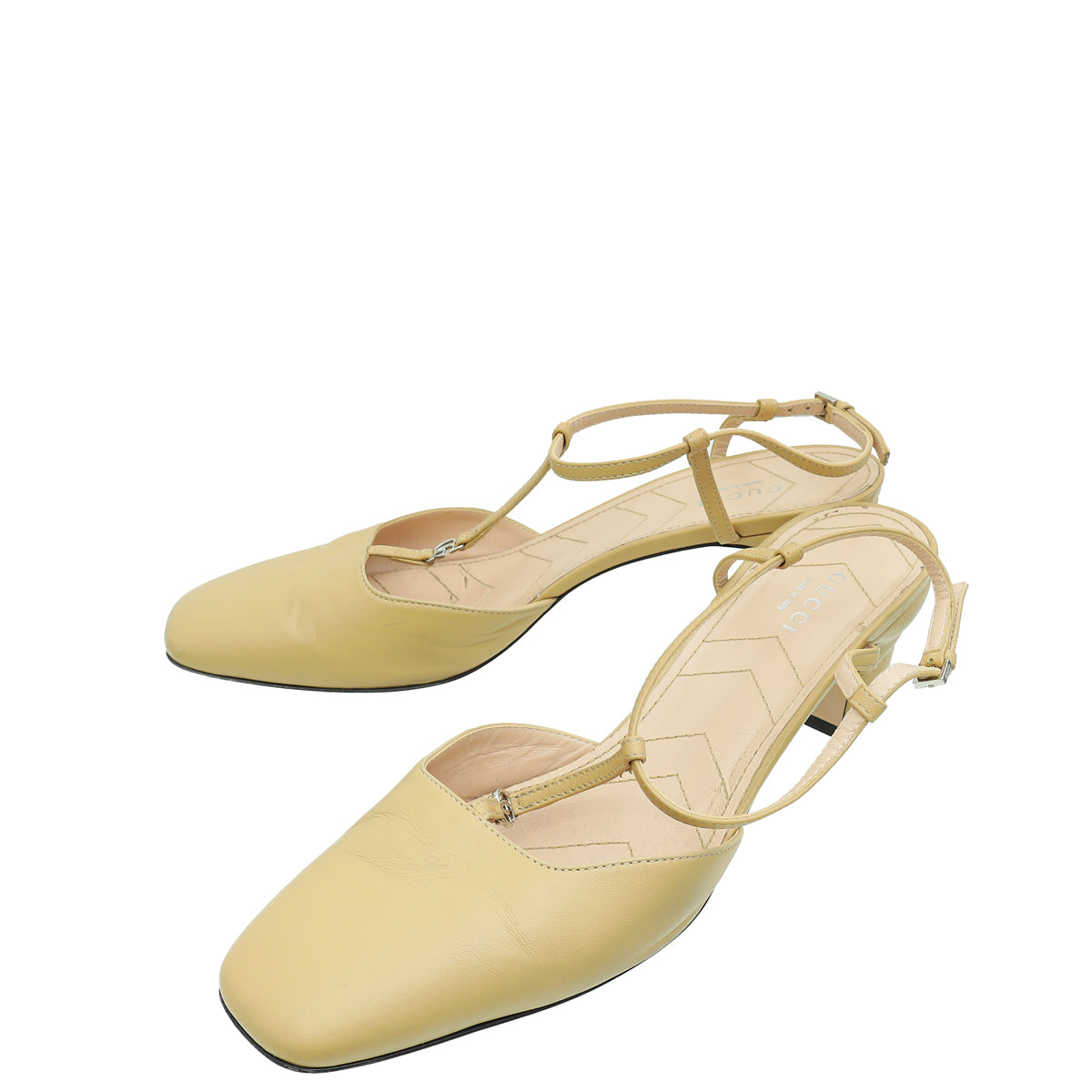 Gucci Beige GG T-Strap Pumps 38.5-Gucci-THE CLOSET