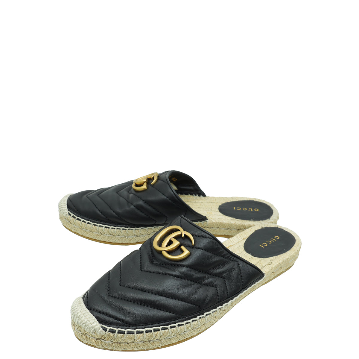Gucci Black GG Marmont Espadrille Mules 38.5-Gucci-THE CLOSET
