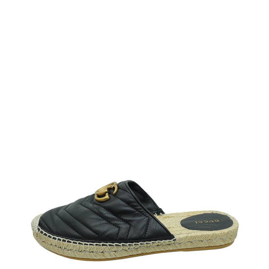 Gucci Black GG Marmont Espadrille Mules 38.5