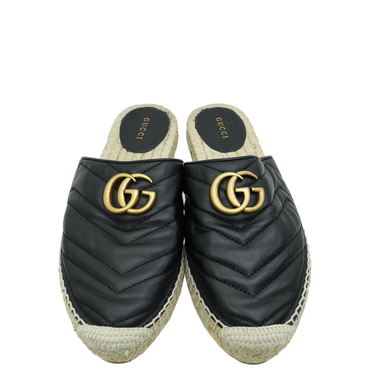 Gucci Black GG Marmont Espadrille Mules 38.5