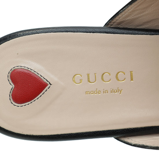 Gucci Black Bee Star Embroidered Princetown Mules 38