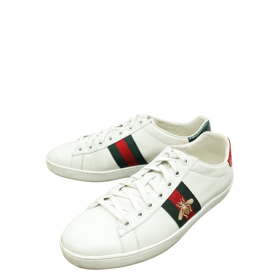 Gucci White Ace Bee Embroidered Sneaker 38