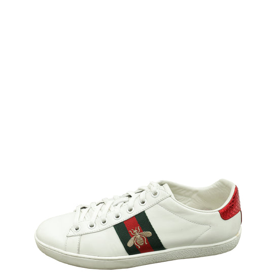 Gucci White Ace Bee Embroidered Sneaker 38