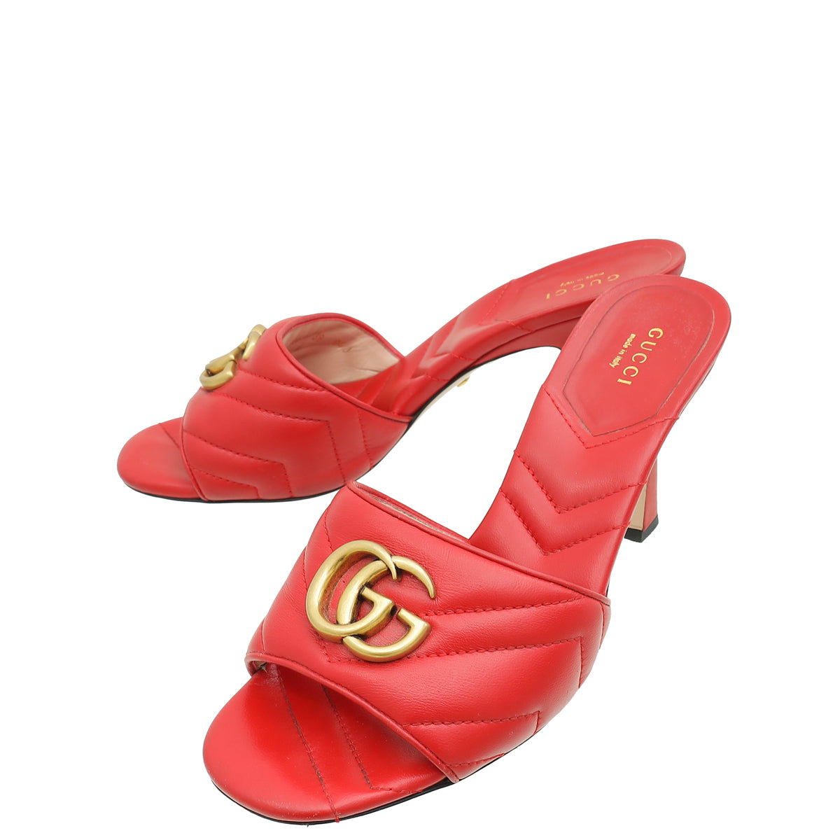 Gucci Red GG Marmont Slide Mules Sandal 38-Gucci-THE CLOSET