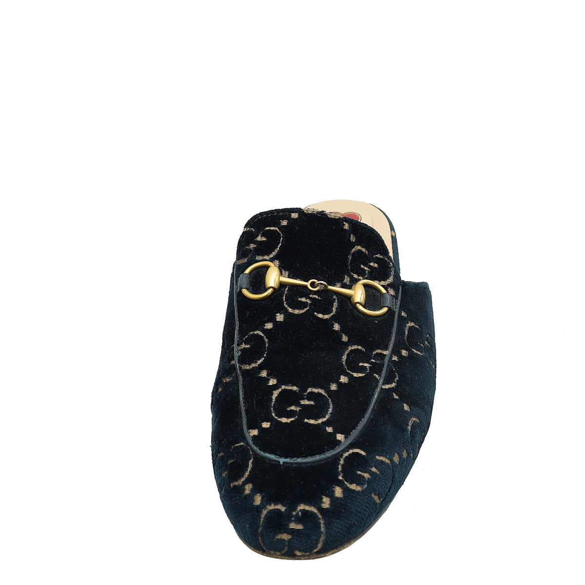 Gucci Dark Blue Princetown Embroidered Velvet Mules 38-Gucci-THE CLOSET