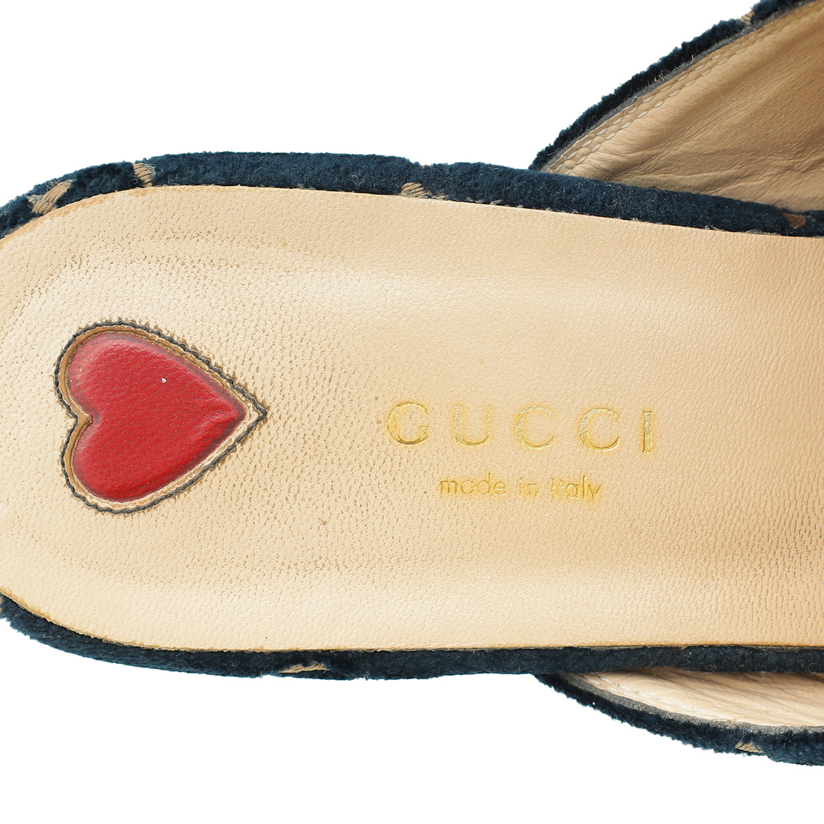 Gucci Dark Blue Princetown Embroidered Velvet Mules 38