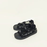 Gucci Black Crystal GG Dad Sandals 38