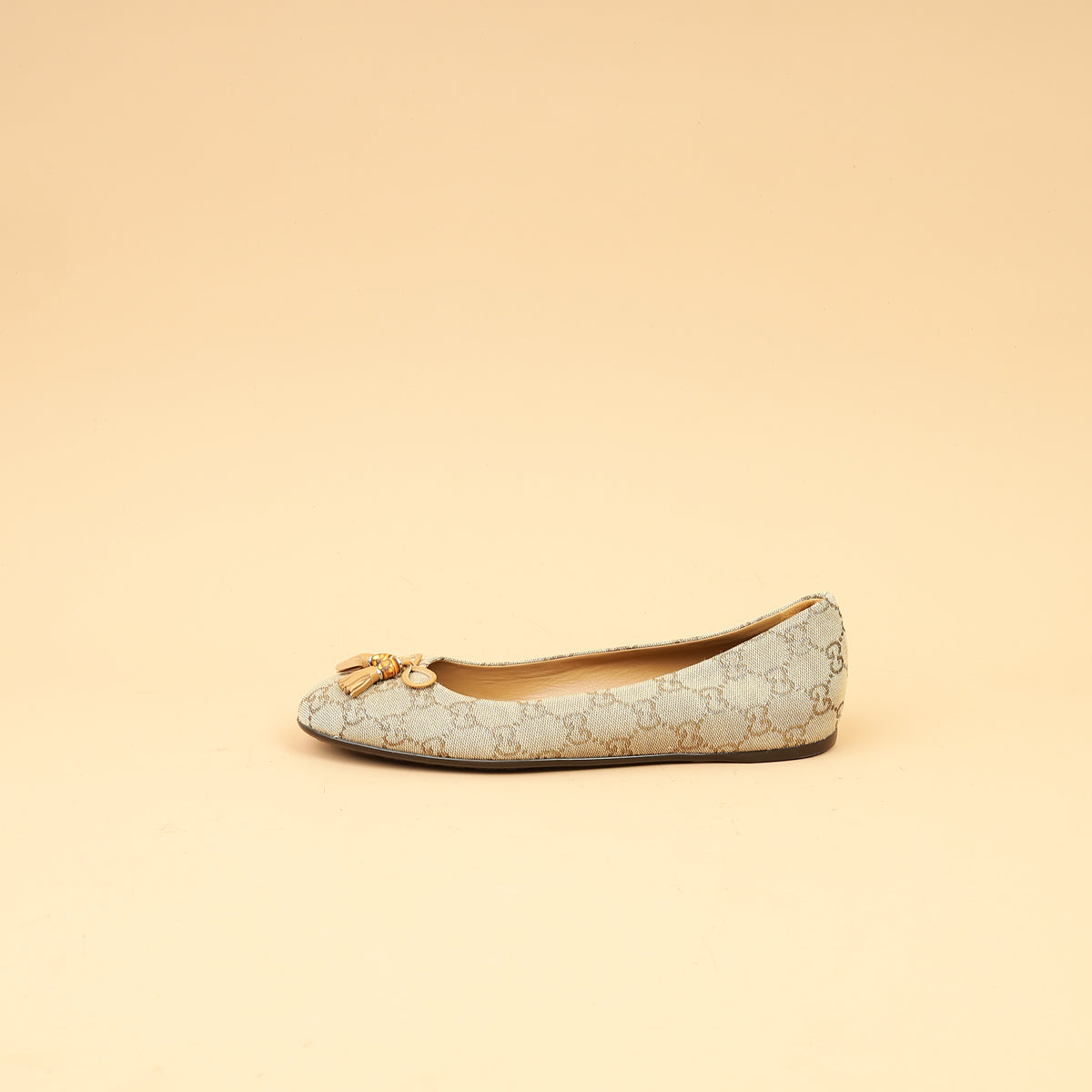Gucci Bicolor GG Bamboo Tassel Bow Ballerina Flats 38-Gucci-THE CLOSET