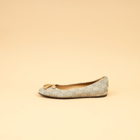 Gucci Bicolor GG Bamboo Tassel Bow Ballerina Flats 38-Gucci-THE CLOSET