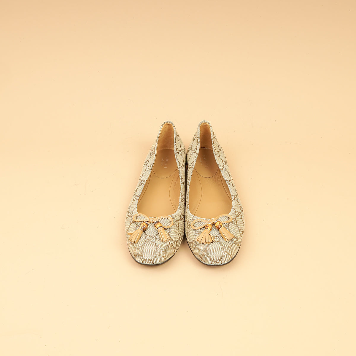 Gucci Bicolor GG Bamboo Tassel Bow Ballerina Flats 38-Gucci-THE CLOSET