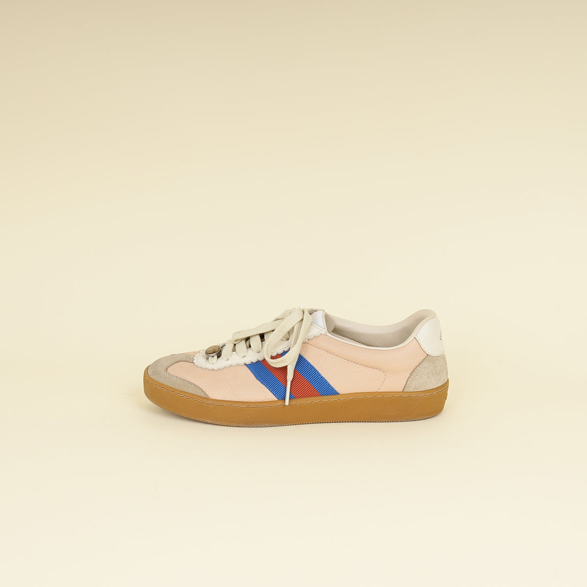 Gucci Oatmeal Soft Rose G74 Web Sneaker 38-Gucci-THE CLOSET