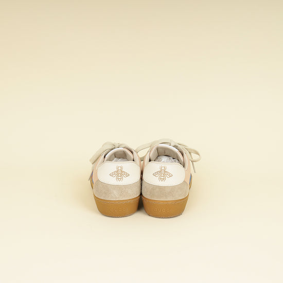 Gucci Oatmeal Soft Rose G74 Web Sneaker 38-Gucci-THE CLOSET