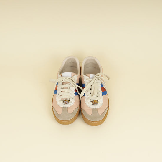 Gucci Oatmeal Soft Rose G74 Web Sneaker 38-Gucci-THE CLOSET