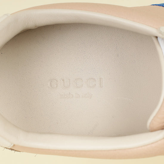 Gucci Oatmeal Soft Rose G74 Web Sneaker 38-Gucci-THE CLOSET