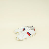 Gucci White Pearl Studded Ace Sneakers 38