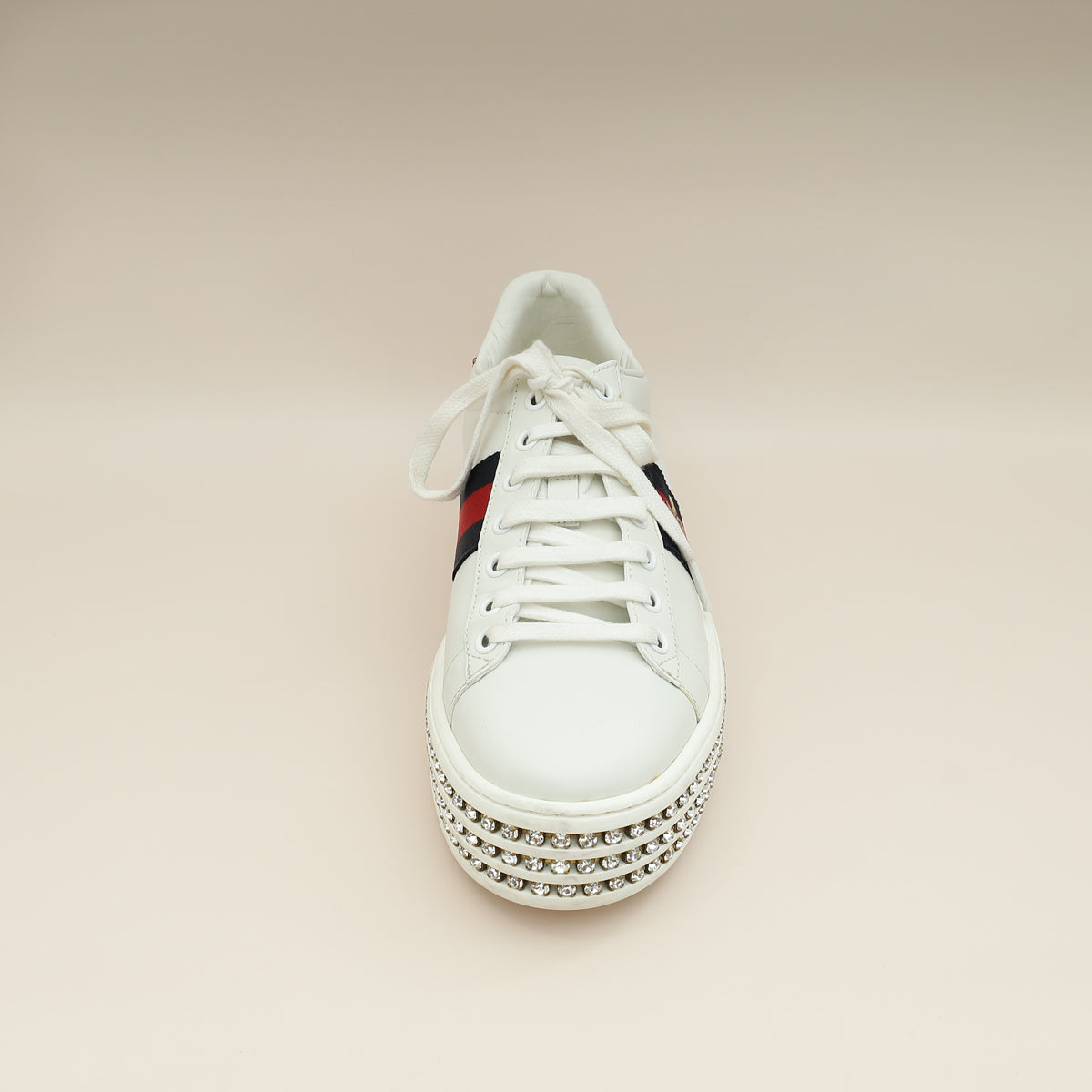 Gucci White Crystal Platform Ace Bee Sneakers 38-Gucci-THE CLOSET